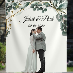 Sfondo verde personalizzato, sfondo di nozze per ricevimento, Baby Shower Banner, fondale fotografico addio al nubilato, arredamento di fidanzamento, 01BS12