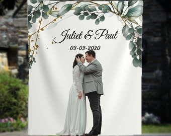 Telón de fondo de vegetación personalizado, telón de fondo de boda para recepción, pancarta de baby shower, telón de fondo de foto de despedida de soltera, decoración de compromiso, 01BS12