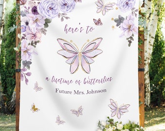 Butterfly Future Mrs Backdrop, Floral Lavender Butterfly Bridal Shower Decoration, Lifetime of Butterflies Bridal Brunch Banner, Bride to be