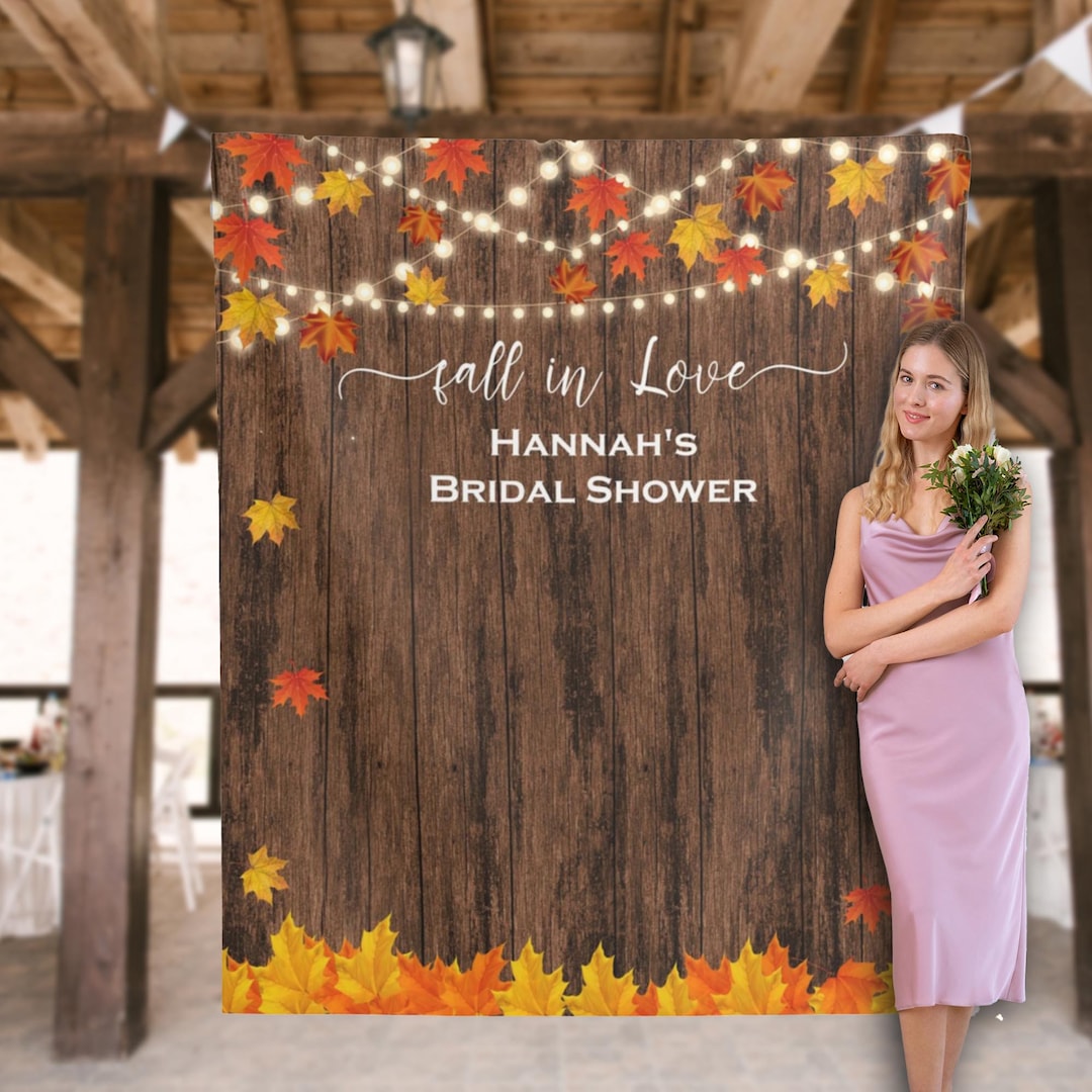 Fall Bridal Shower Backdrop Fall in Love Bridalshower Banner Autumn ...