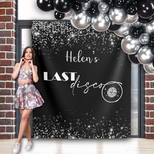 Last Disco Bachelorette Party Backdrop Rodeo Bach Party Banner Disco Ball Theme Photo Booth Custom Glitter Cowgirl Party Decor Mamma Mia