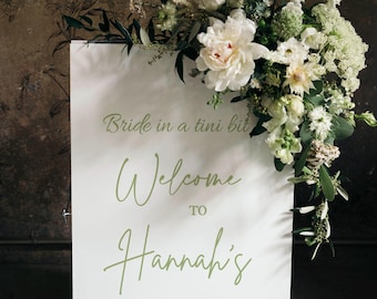 Bride in a Tini Bit Printed Bridal Shower Welcome Sign Foamboard Printed Olive Green Martini Bachelorette Party Decor Entrance Sign
