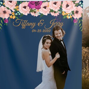 Wedding Backdrop For Reception / Navy and blush wedding / Floral Backdrop / Shop Now