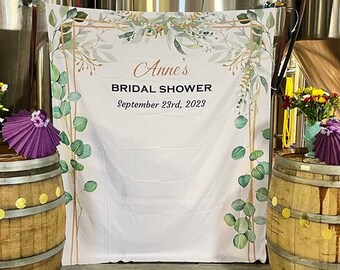 Greenery Ducha nupcial Telón de fondo Compromiso Banner Despedida de soltera Decoración de fiesta Ducha de boda Fotomatón Fotomatón de boda personalizado 01BS01
