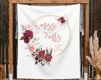 Achtergrond vrijgezellenfeest Miss Mrs Bourgondië Bloemen Decor Herfst Herfst Vrijgezellenfeest Banner Bruidsbrunch Toekomst Mevrouw Bruiloft Douche Bord