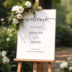 Panneau de bienvenue de mariage imprimé expédié personnalisé décoration de mariage signalisation de mariage carton mousse affiche de papier de bienvenue minimaliste panneau personnalisé
