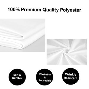 White Polyester Tablecloth - 130gsm Fabric For Weddings, Parties, Events (Round/Rectangle)