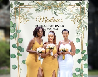 Bridal Shower Backdrop| Greenery Engagement Backdrop |Eucalyptus shower | Mod Backdrop| Photo Booth Backdrop| Custom Backdrop 01BS01