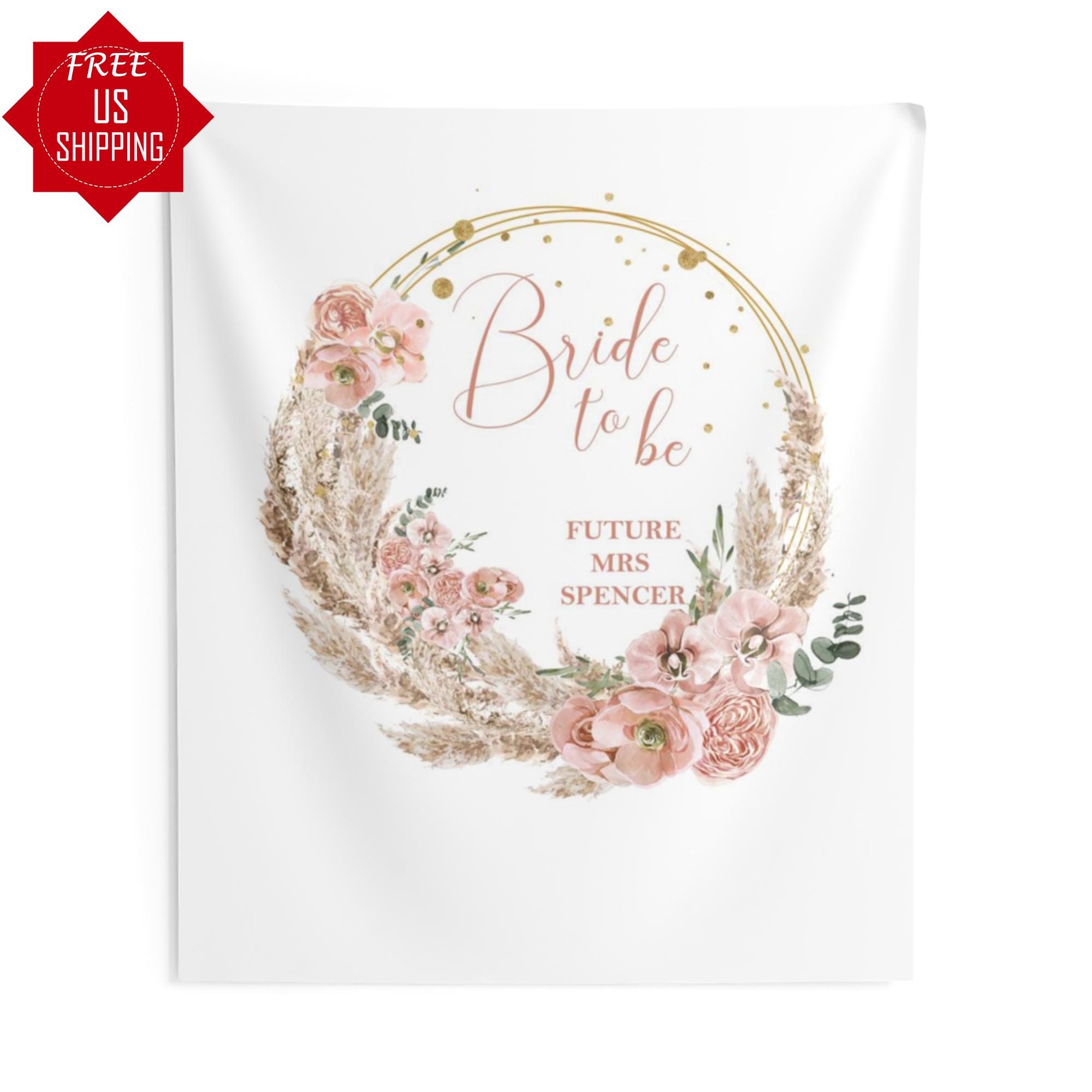 Toile De Fond Mariage Mr & Mrs 3x2 M – Design Floral Cœur Or, Vinyle, Pour Photomaton, Décorations Fiançailles