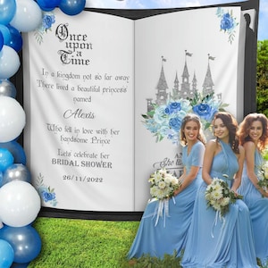 Märchen Brautdusche Banner Junggesellinnenabschied Dekor Blau Blumen Prinzessin Hintergrund Prinzessin Geburtstag Hochzeit Brautdusche Dekoration
