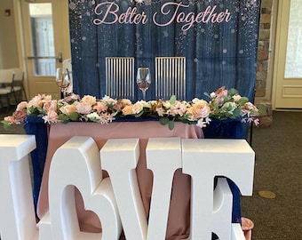 Custom Wedding backdrop Navy Pink Glitter Banner Better Together RoseGold Rustic Wood Shimmery Banner Engagement Bachelorette Decor 01WB62