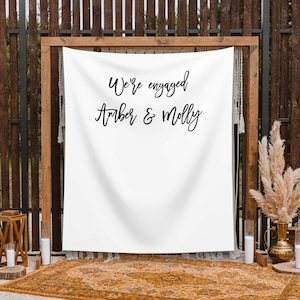 We are Engaged Party Backdrop Wedding Shower Banner Simple Engagement Couple Decoration Modern Wedding Photo Booth Bachelorette Party Decor