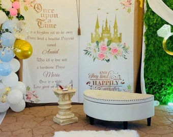 Once upon a time Wedding Backdrop Custom Fairytale Backdrop Happily Ever After Decor Princess Storybook Photobooth Love Gives Us a Fairytale