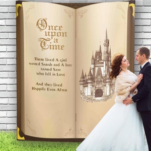 Wedding Book Backdrop | Wedding Backdrop for photos | Fairy Tale Wedding | Castle Backdrop | Engagement Backdrop | Bridal Story Banner