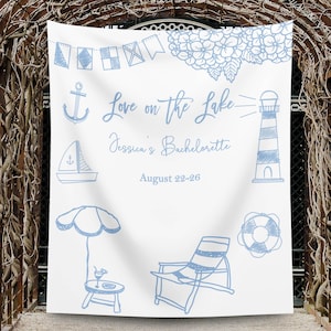 Love On The Lake Bachelorette Decor Personalized Bach Weekend Party Banner Girl Trip Camping Bridal Shower  Backdrop Custom Nautical Sign