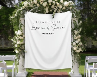 Minimalist Modern Wedding Reception Backdrop Custom Wedding Colors Photo Booth Minimal Name Background Personalized Wedding Quote Tapestry