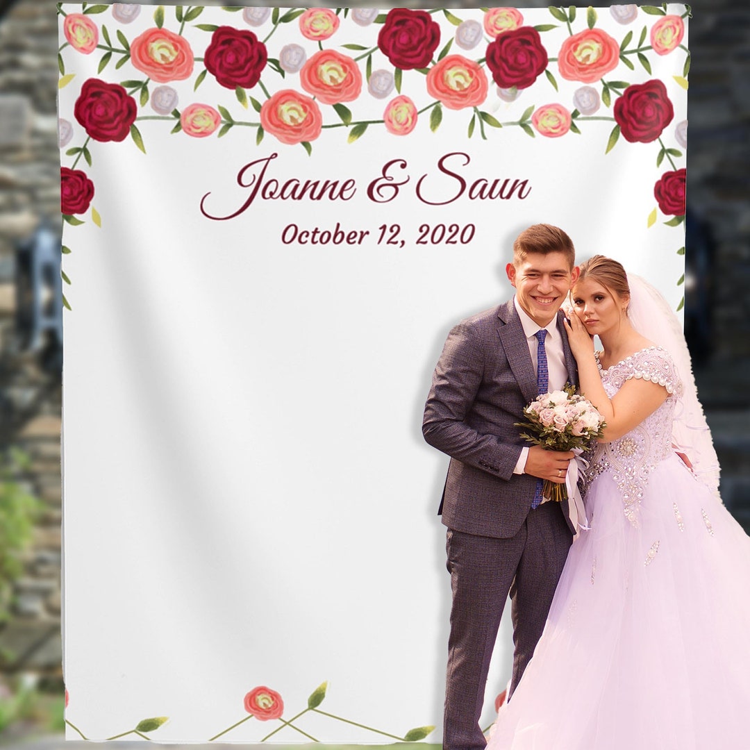 Red and Pink Rose Wedding Backdrop for Reception, Fall Wedding Decor