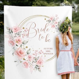 Bride to Be Bridal Shower Backdrop Blush Floral Future Mrs Banner Bridal Shower Photo Backdrop Bachelorette Party Decorations BTBPF image 1