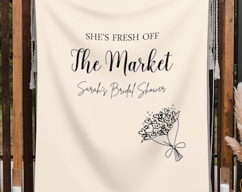 Recién salido del mercado, decoración para despedida de soltera, fondo para despedida de soltera, pancarta para despedida de soltera, letrero personalizado para futura señora, dibujado a mano