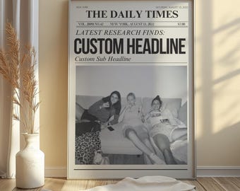 新聞プリントカスタム - パーソナライズされた新聞 - ニューヨークウォールアートレトロマガジンポスター - 親友へのギフト - カップルへのギフト - 即時ダウンロード