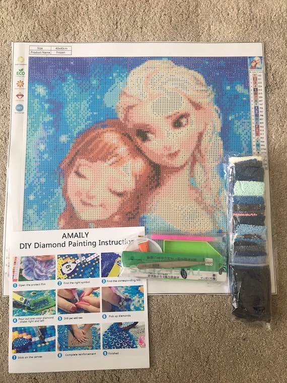 5D Diamond Fan Art Disney Frozen Elsa Anna Painting 40CM by 40CM 