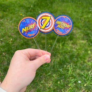3D Dart Wars Cupcake Toppers | Dart Theme Cupcake Decorations | Foam Dart Party Decor | Custom Foam Dart Wars Cupcake| Dart Wars Party Decor