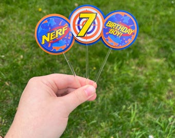 Custom Dart Wars Cupcake Toppers: Birthday Party Decorations