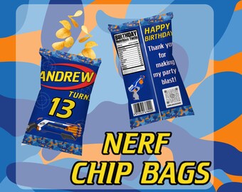 Bolsas de chips Dart Wars, decoración de cumpleaños NERF, bolsas de chips de espuma Dart para regalar