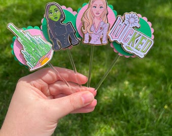 3D Wicked Cupcake Toppers, Wicked Cupcake Toppers, Elphaba and Glinda Cupcake Toppers, Wicked Birthday Party Decor, Wicked Birthday Party