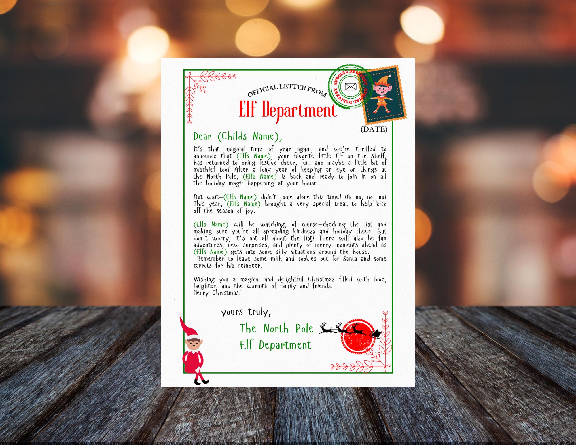 Editable Elf Shelf Return Letter Printable Elf Letter for Kids Im Back Editable Elf Shelf Return Letter Printable Elf Letter for Kids Im Back