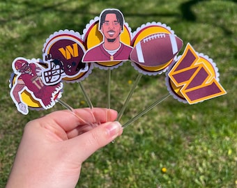 3D Washington Commanders Cupcake Toppers: Football Party Decorations