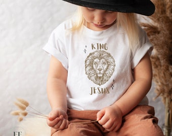 Peuter korte mouw christelijke t-shirt, koning Jezus, Jezus is koning shirt, christelijke peuter shirts, baby christelijke shirts