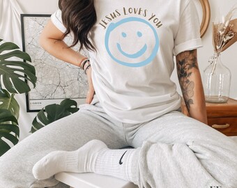Jésus t-shirt t-shirt, t-shirt chrétien, vêtements jésus, vêtements chrétiens, Jésus m’aime, t-shirt unisexe à manches courtes