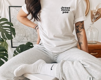 Jésus t-shirt t-shirt, t-shirt chrétien, vêtements jésus, vêtements chrétiens, Jésus m’aime, t-shirt unisexe à manches courtes