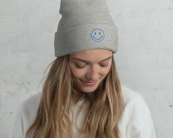 Smiley Face Beanie, Beanie voor de winter, warme muts, smiley gezicht