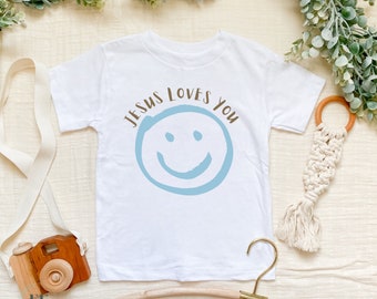 Ropa de bebé, camiseta de Jesús me ama, ropa de bebé cristiana, ropa cristiana para niños pequeños, camisas de Jesús para niños, camisas cristianas para niños,