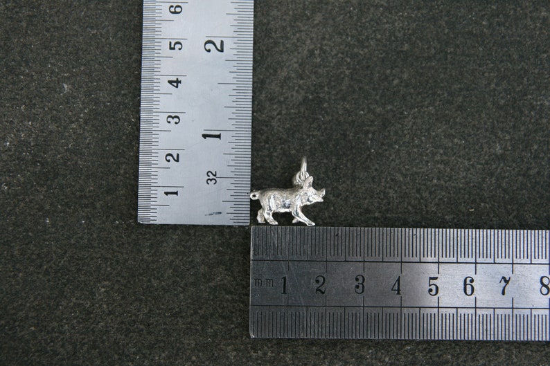 925 Sterling Silver Solid Pig Pendant Necklace Chinese Zodiac. Gift Ideas Animal Lovers 3D Pig Pendant