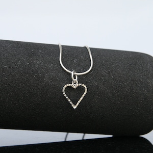 Sterling Silver Hammered Heart Pendant Necklace, Handmade Heart Charm Necklace, Gift Ideas, Heart Jewelry