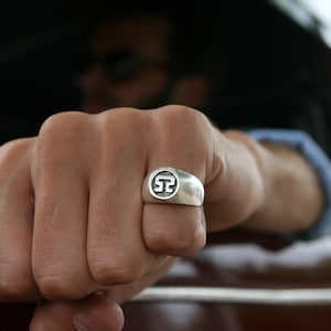 Omega Men&#39;s Ring, 925 Sterling Silver Chevalier Ring, Signet Ring, Gift Ideas, Men&#39;s Jewelry, Greek Symbol Jewelry.