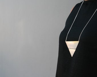 Unique Silver Necklace, 925 Sterling Silver Triangular Necklace, Simple Necklace, Handmade Geometric Necklace, Modern Bolt Necklace.