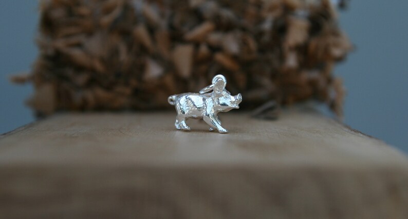 925 Sterling Silver Solid Pig Pendant Necklace Chinese Zodiac. Gift Ideas Animal Lovers 3D Pig Pendant