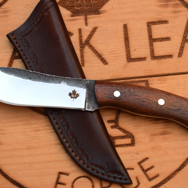 blackleafforge 10 inches hand forged 1095 steel hunting skinning camping bushcraft edc knife with wood handle
