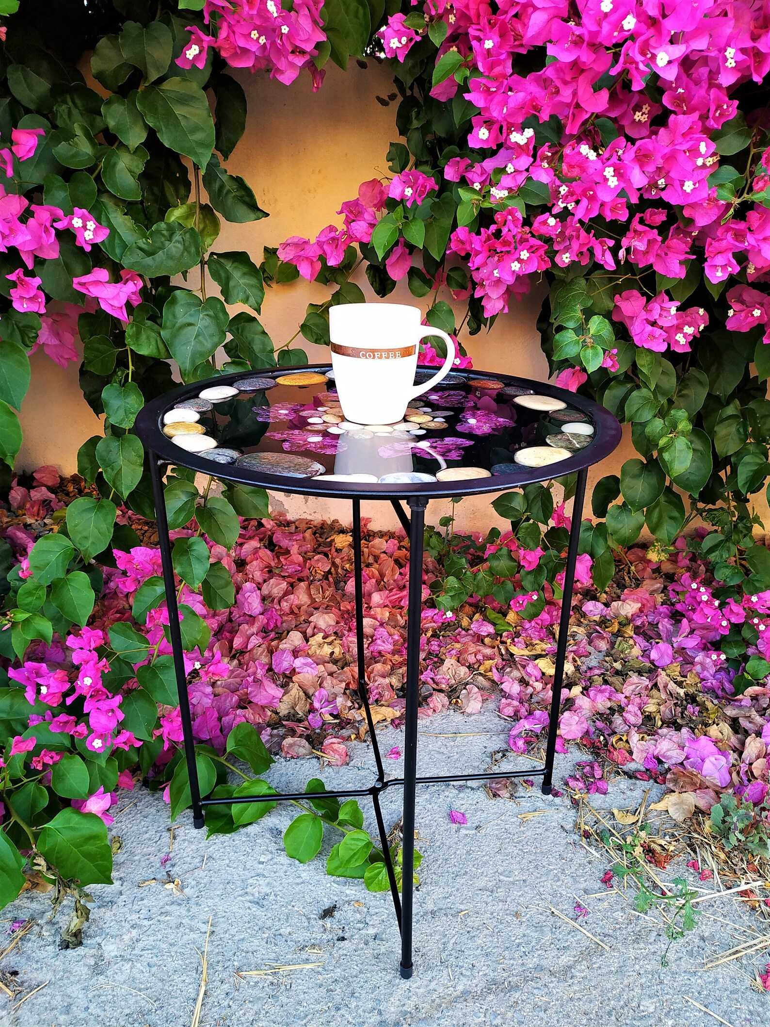 Epoxy Side Table Plant Stand Resin Coffee Table With Stones Etsy UK