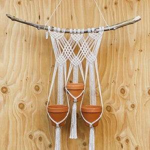 Unique Macrame Triple Plant Hanger/Flower Vase Hanger