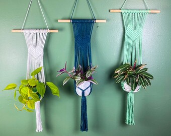 Percha de planta de macrame del corazón - elija su color