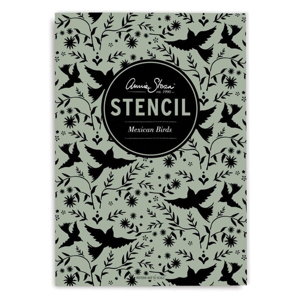 Annie Sloan MEXICAN BIRDS - Stencil - Use for a classical, farmhouse or romantic effect - 232mm (9.1″) x 160mm (6.3″)