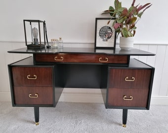 Vanity Table Mid Century upcycled painted vintage desk for new home black and gold Furniture for bedroom dressing table furniture new office