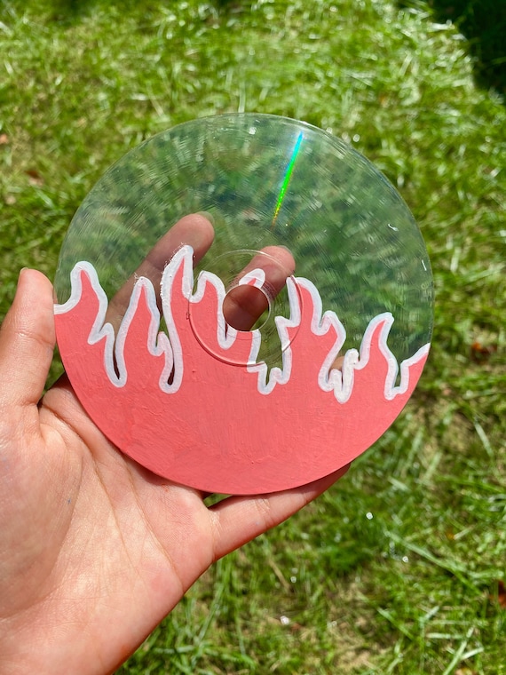 Clear Cd Wall Art Hanging Aesthetic Flame Room Decor Etsy
