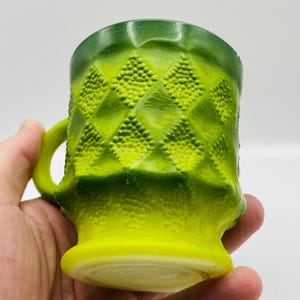Fire King | Fire King Mug | Green | Dimpled Glass | Vintage Fire King | Vintage Glassware | Fire King Piece | Rare Fire King