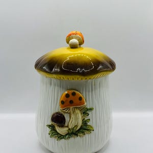 Merry Mushroom Jar | Sears Mushroom Canister | 1970s Kitchen Decor | Vintage Cookie Jar | Retro Mushroom | Sears Roebuck Canister